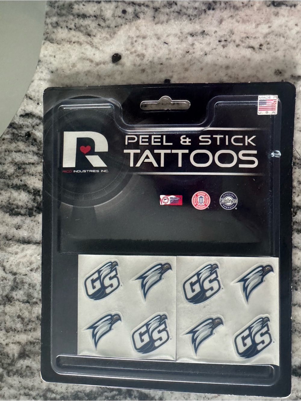 Peel & Stick Tattoos - Georgia Southern Hawk Logos in Black & White